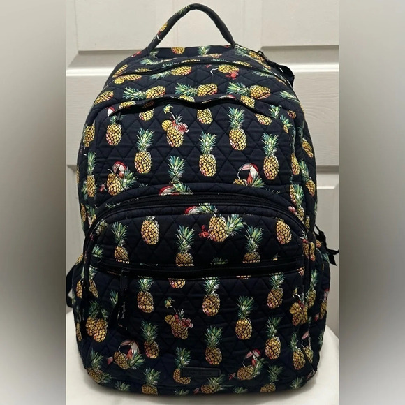 Vera Bradley Toucan Party Pineapple Quilted Large Essential Backpack Laptop - Picture 1 of 6